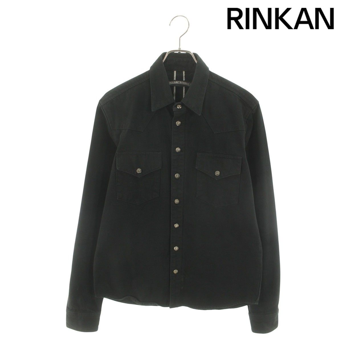 クロムハーツ DENIM WESTERN O/デニムウエスタン 袖クロスパッチクロスボールボタンデニム長袖シャツ メンズ SM（JVP)