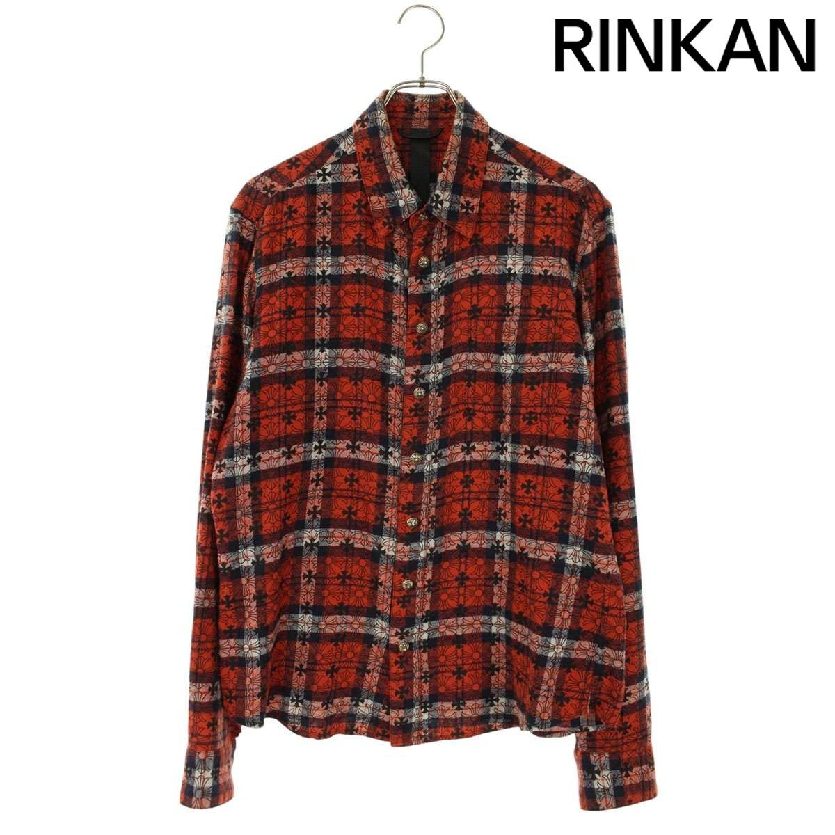 クロムハーツ LOOSEENDS LS CHECK ルーズエンド クロスパッチ付クロス総柄チェック長袖シャツ メンズ M