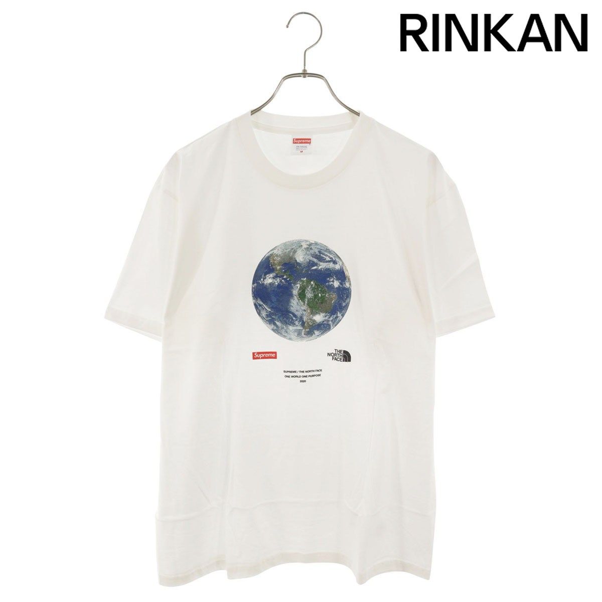 シュプリーム ×ノースフェイス THE NORTH FACE 20SS One World Tee アースプリントTシャツ メンズ M