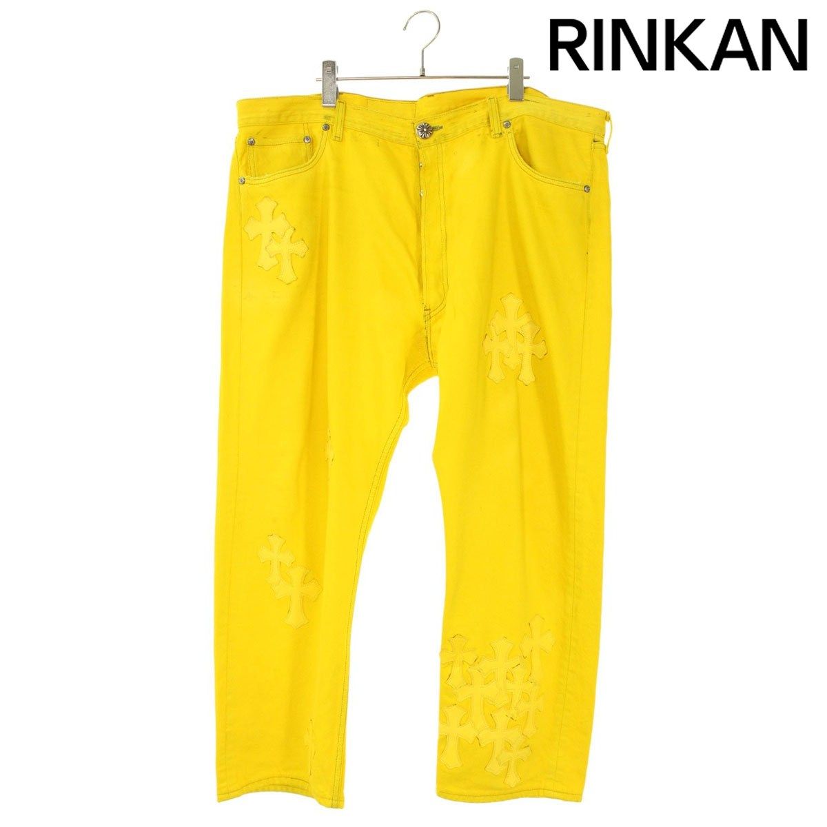 クロムハーツ U VNTG JEAN YEL/RED TAB クロスパッチ付き501ウォッシュドデニムパンツ メンズ 40インチ