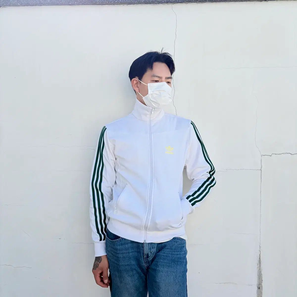 アディダス オールドスクール 옐로우 ファイヤーバード 白/緑 トラックジャージ