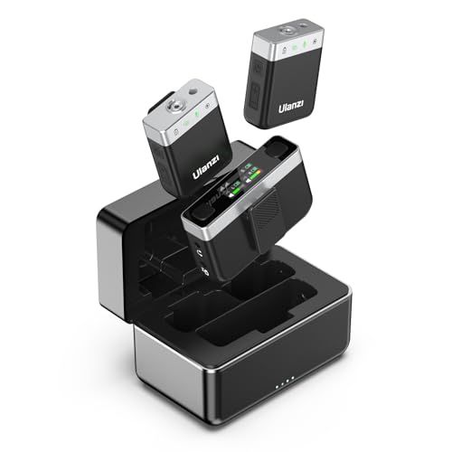 Ulanzi U-Mic ワイヤレスマイク ピンマイク ラベリアマイク 200M伝送距離 2.4GHz 20時間バッテリー駆動 三つの音声入力モード ノイズキャンセリング 瞬時接続 自動ペアリング 収納充電ケース付き スマホ/カメラ/PC/タブレット 国内発送