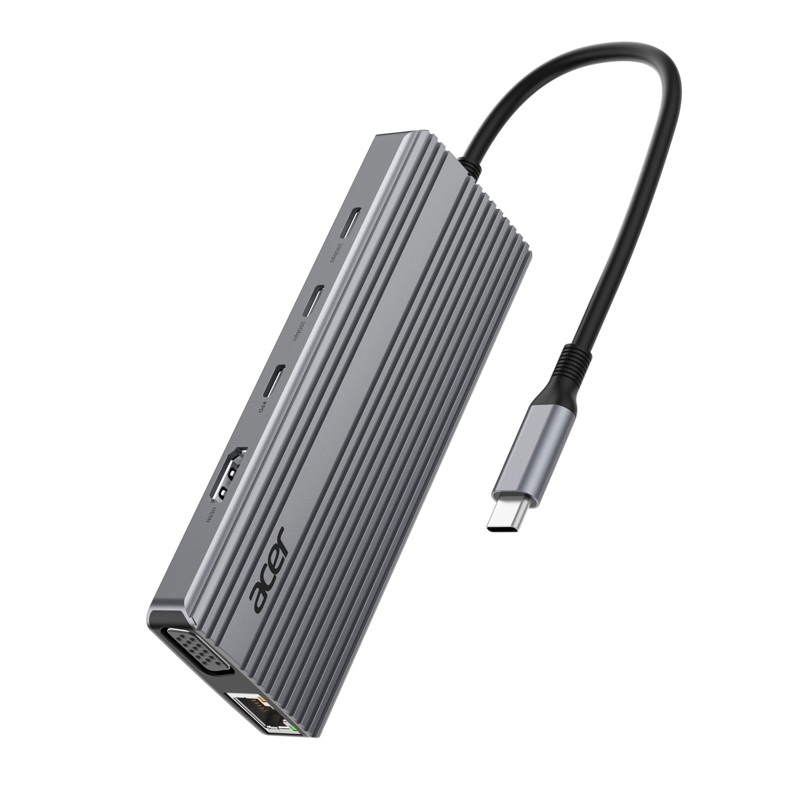 Acer USB C ハブ【11-in-1 Dual Display】ドッキングステーション Type-C HDMI 変換アダプタ イーサネット搭載 HDMI 4K@60Hz / VGA 1080P / 2×USB-C 10Gbps / 3×USB- ...