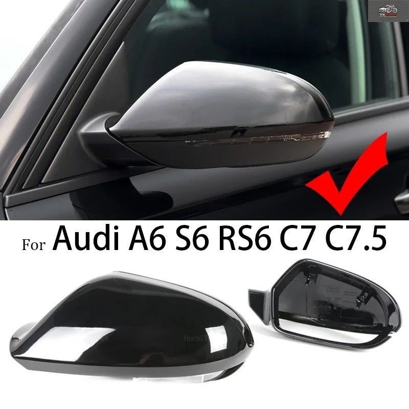 アウディ A6 C7 C7.5 S6 4??G RS6 2012 - 18 用サイドミラーキャップカバー 2個セット リアビューウィングケースペア