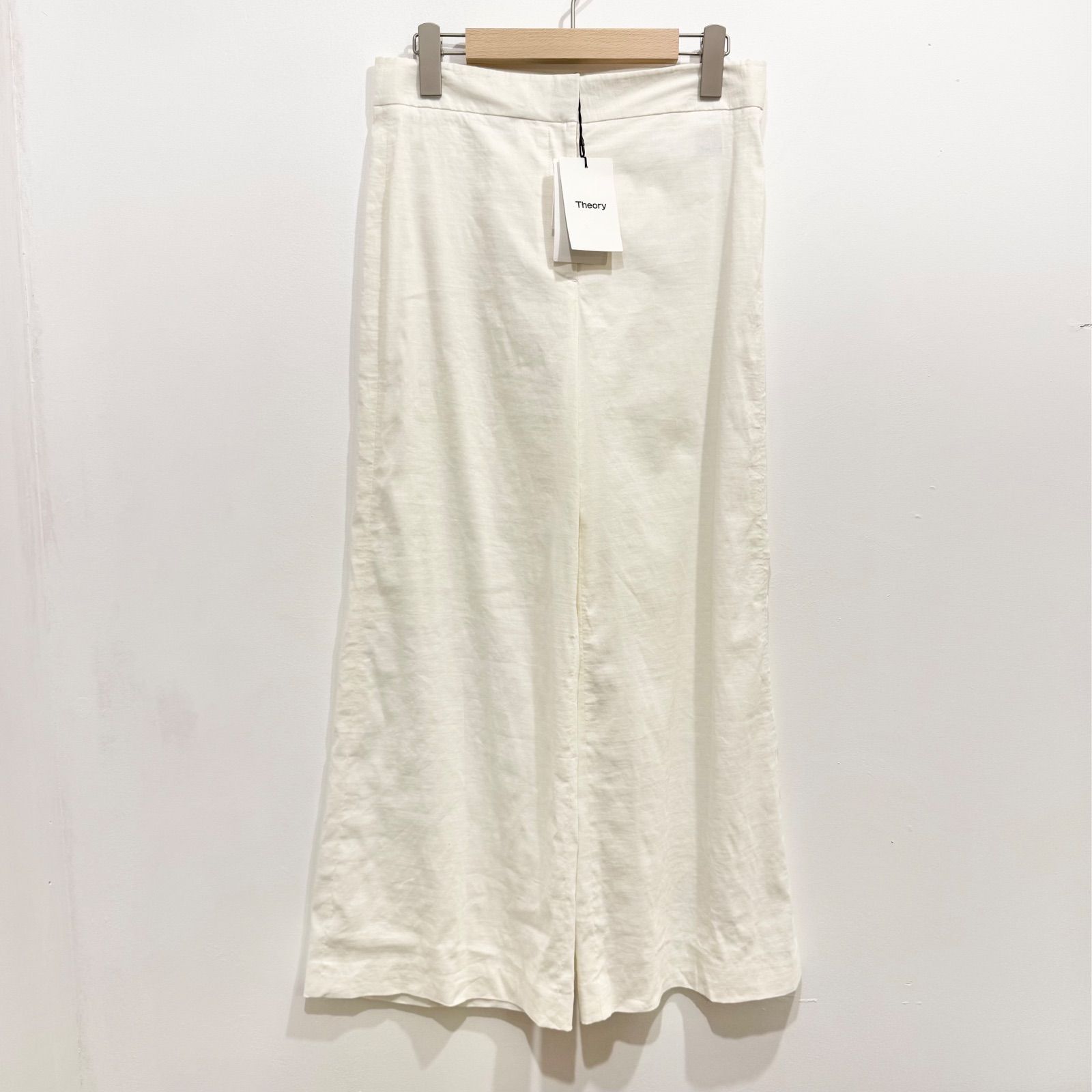 新品未使用 Theory ワイドパンツ 麻 レーヨン オフホワイト 2【送料込み】