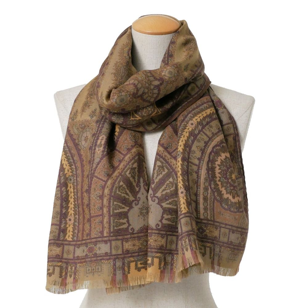 ETRO エトロ ストール  カーキ 【古着】【中古】【送料無料】 ETRO - ETRO エトロ ストール 紺 【古着】【中古】【送料無料】の通販