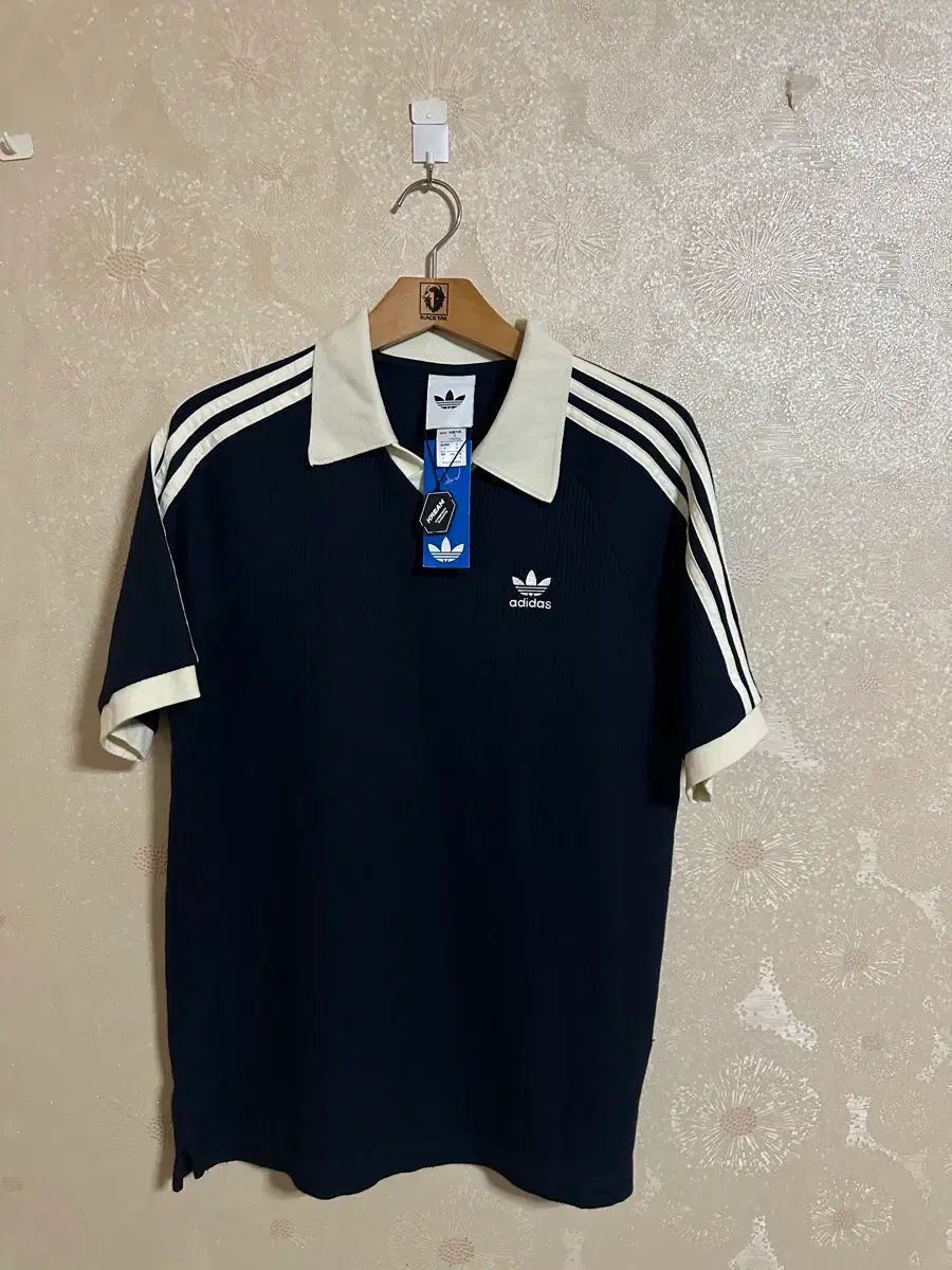 アディダス 3本線 カラ Tシャツ 半袖 ネイビー