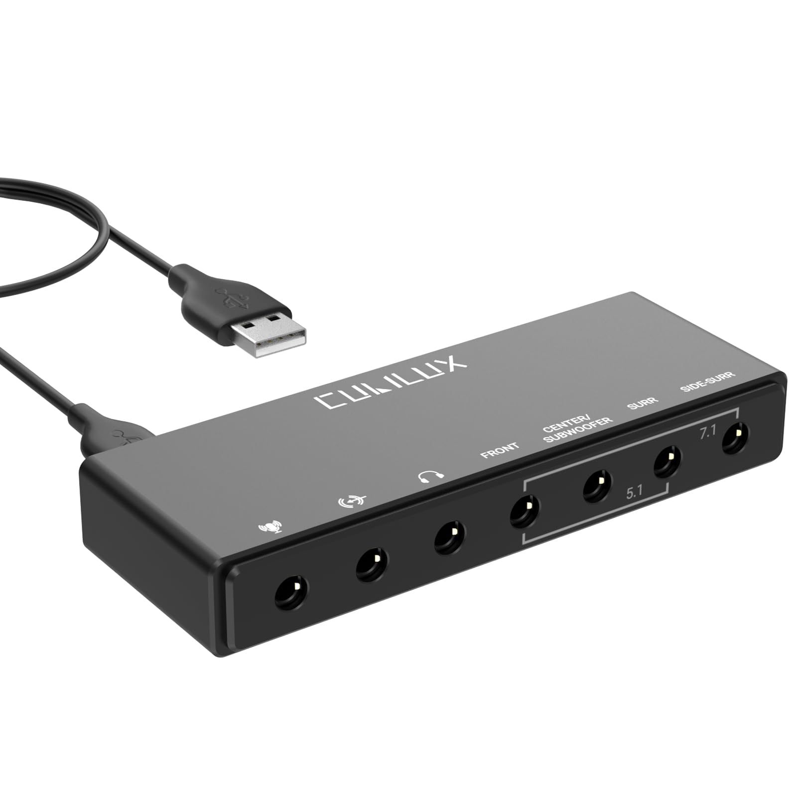 Cubilux CA7 USB 7.1/5.1 サラウンド対応サウンドカード – 384kHz ハイレゾ対応 外付け 7.1ch オーディオインターフェース – ヘッドホン出力・マイク入力・ライン入力対応 – Windows/Mac 対応
