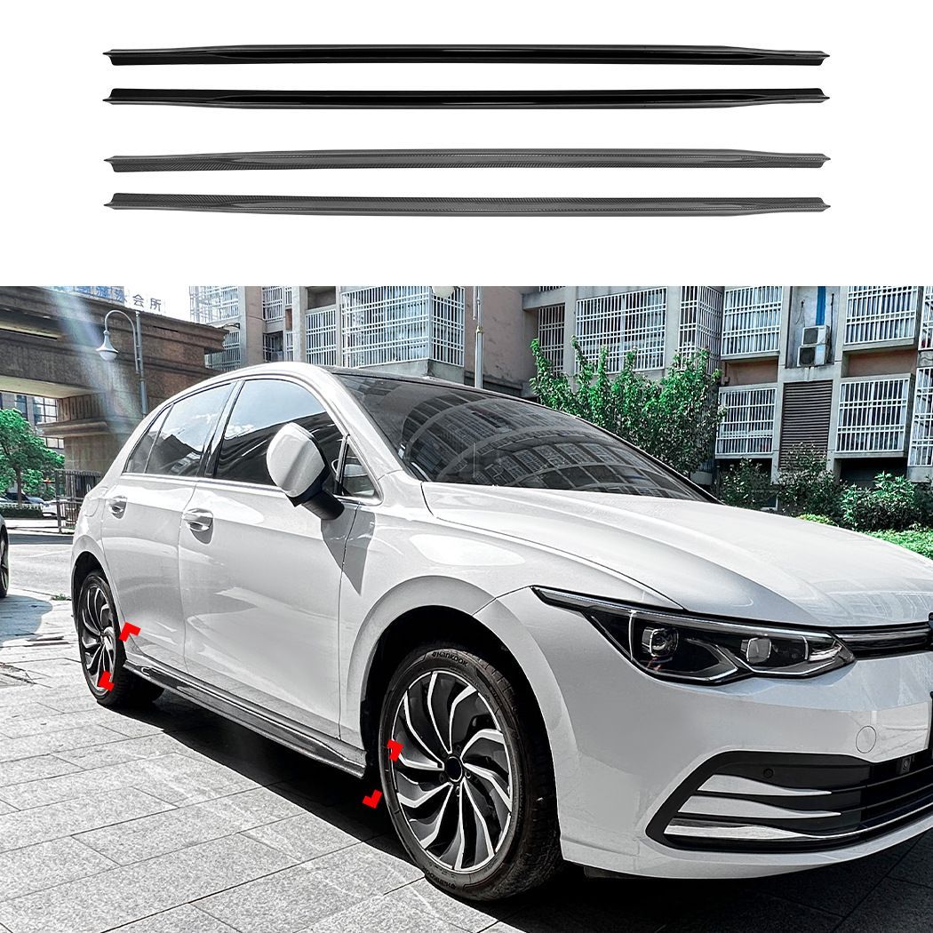 フォルクスワーゲン Volkswagen ゴルフ8 Golf 8 MK8 8.5 標準版 Pro用 サイドスカート ABS 外装パーツ ピアノブラック カーボン調 選択可 左右セット ドレスアップ サイドライン演出 立体感アップ 貼付け取付 車体側面アクセント