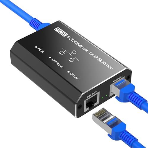 PoE ハブ LAN 分配器 1入力2出力 2つのデバイス同時動作に対応 LAN ハブ 有線RJ45 Hub 3ポート 1000Mbps スイッチングhub PoE インジェクター スプリッター ランケーブル分岐 イーサネットスプリッター ネ 83048f3b