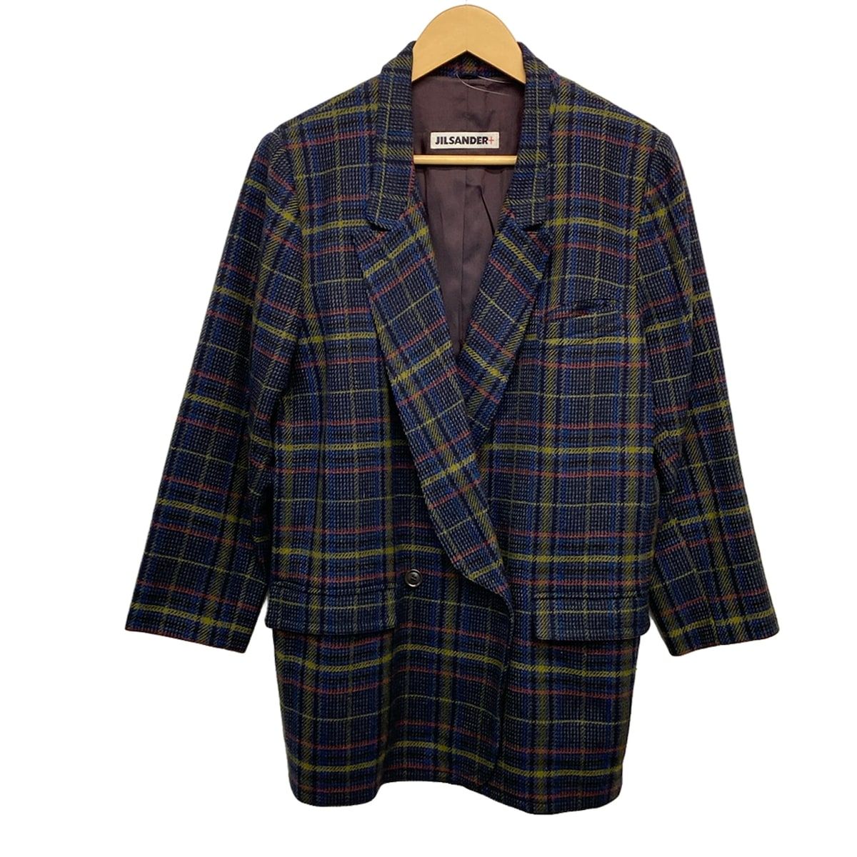 JILSANDER(ジルサンダー) ジャケット サイズ38 S レディース - 黒×ネイビー×マルチ 長袖/JIL SANDER+/ダブル/チェック柄/秋/冬