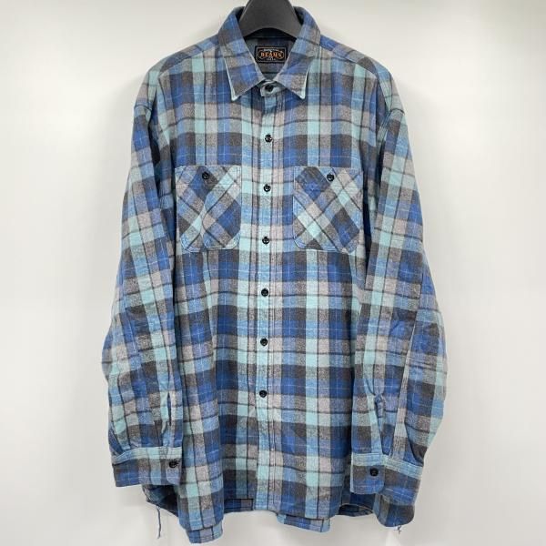 【中古】SSZ × BEAMS+ 22AW フランネルシャツ サイズM ブルー 11-11-0114-139 エスエスズィー ビームス[17]
