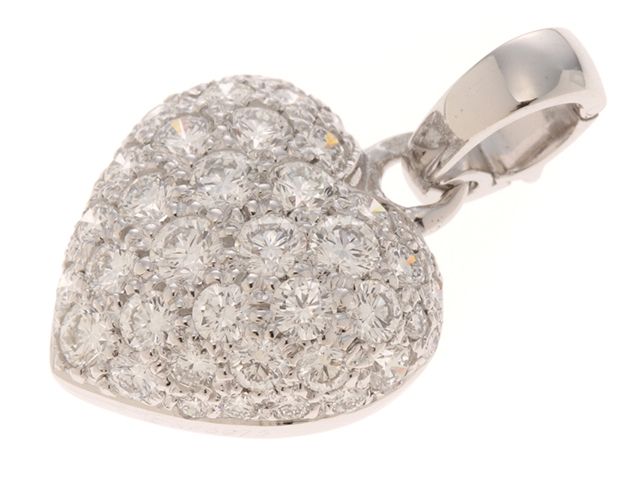 CARTIER　カルティエ　パヴェハートチャーム　ペンダントトップ　K18WG　約3.4g　B3017300【中古】【430】2143700210398