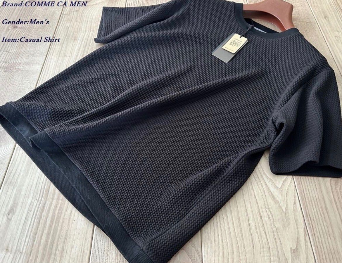 新品サンプル COMME CA MEN コムサメン ジャカード Tシャツ 05ブラック Mサイズ 42TM02 定価17,600円