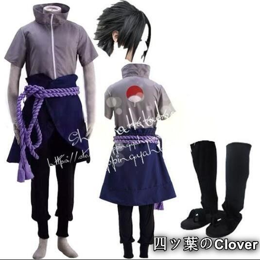 【美品・未使用新品】子供用 大人用 ナルト NARUTO 風 うちは サスケ 6代 コスプレ衣装 ウィッグ 靴 道具 コスチューム 演出服cosplay 変装 仮装撮影 祭りB260506