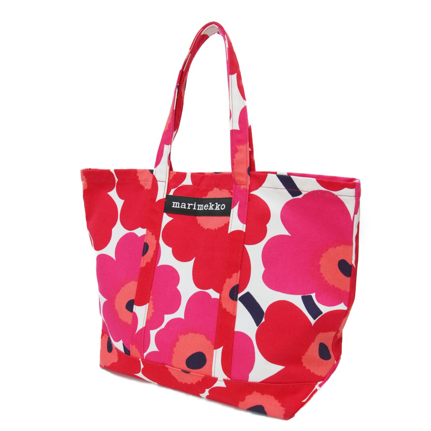 marimekko マリメッコ バッグ ホワイト レッド系 | Pieni Unikko Peruskassi WX トートバッグ / ショルダーバッグ | 肩掛け 花柄 キャンバス コットン | ブランド カバン【レディース】【中古】