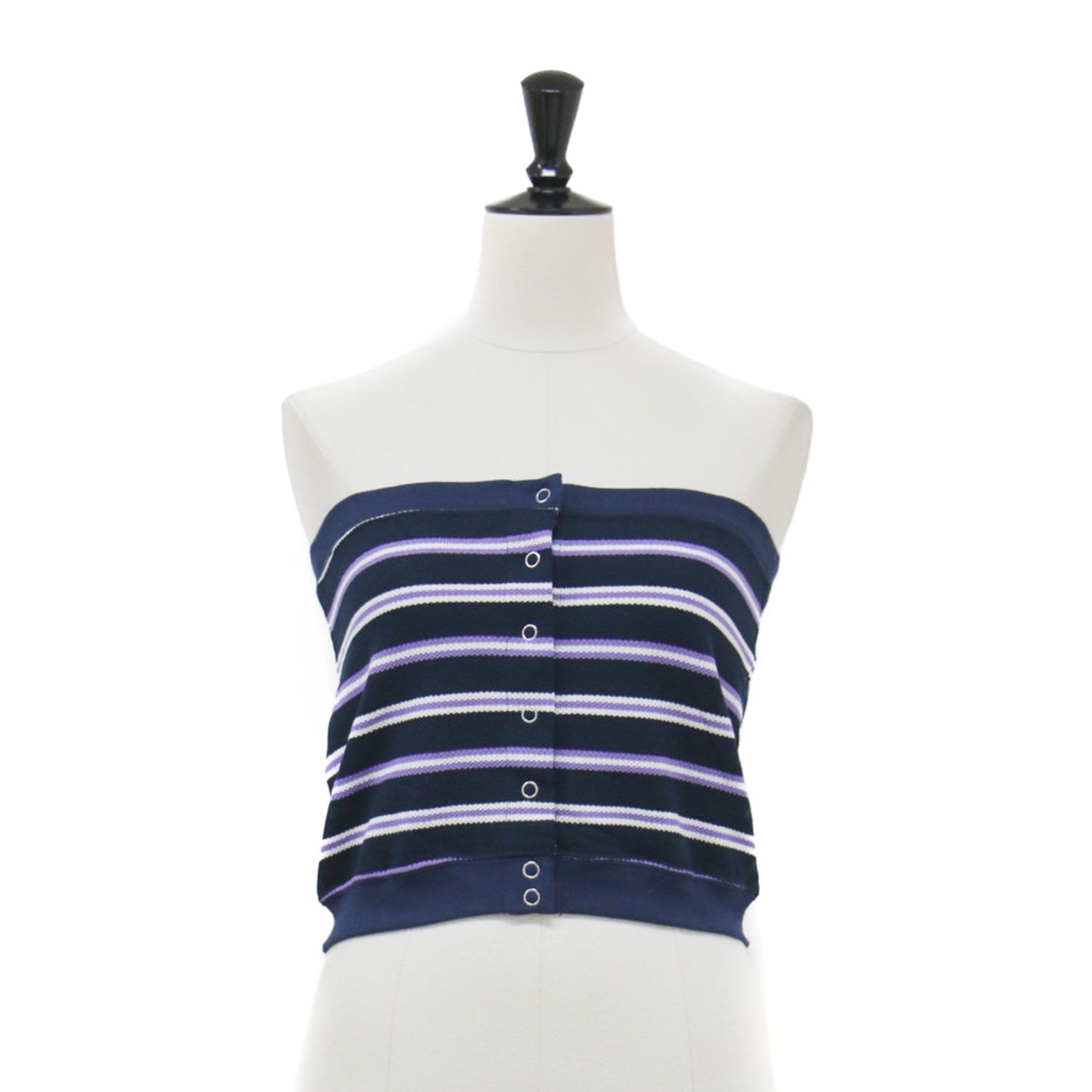 【美品】JANE SMITH ジェーンスミス ネイビー 紺 サイズ:38(M) | 26春夏 コットン ピケ チューブトップ / COTTON PIQUE TUBE TOP ビスチェ ボーダー柄 | トップス 日本製【レディース】【中古】