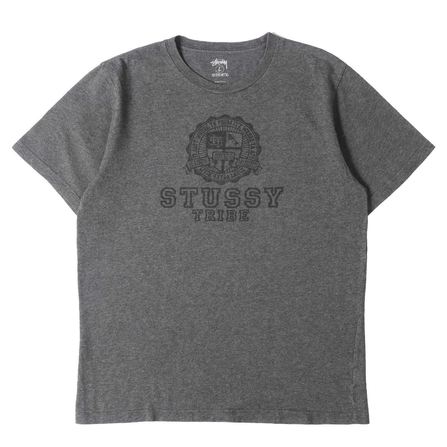 STUSSY ステューシー Tシャツ ヘザーチャコール サイズ:L | カレッジロゴ クルーネック Tシャツ | トップス カットソー 半袖【メンズ】【中古】