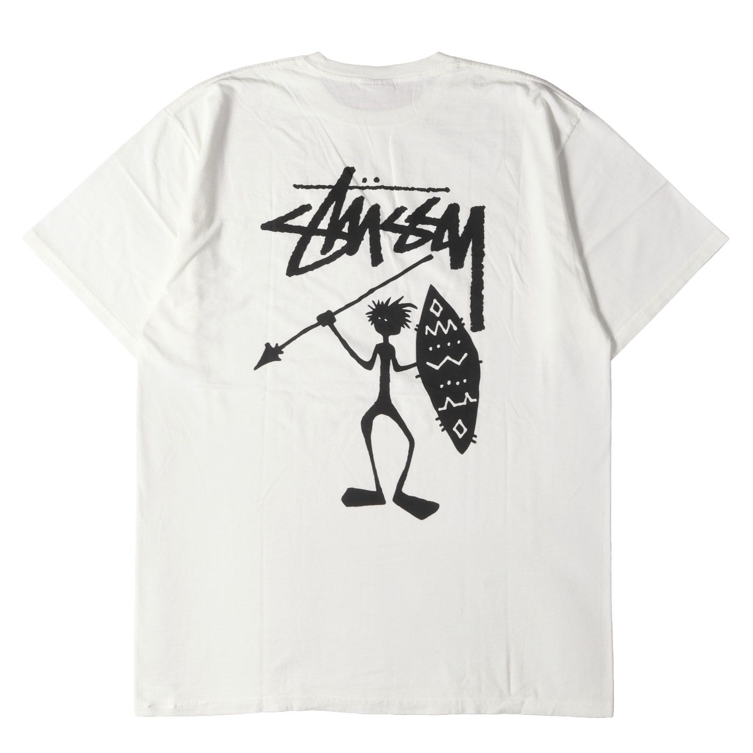 STUSSY ステューシー Tシャツ オフホワイト 白 サイズ:XL | ピグメントダイ加工 トライブマン Tシャツ(Tribeman Pigment Dyed Tee) | トップス カットソー 半袖【メンズ】【中古】【美品】【K4807】