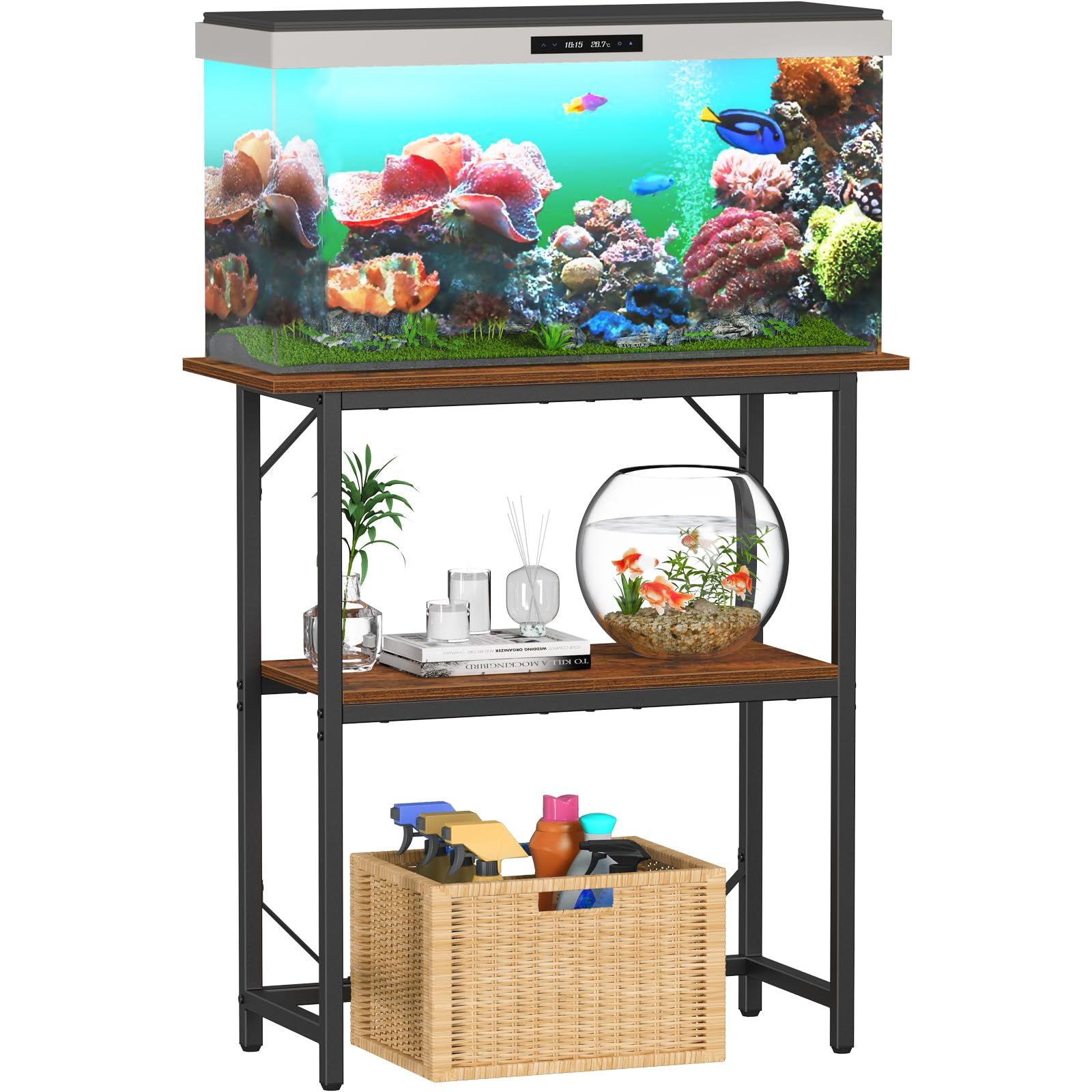 Snughome アクアリウムスタンド 76cm 水槽対応 耐荷重 200kg 2 段収納棚付き 水槽台 幅 76× 奥行 30× 高さ 78cm アクアリウムラック 飼育用品収納as 4a702f8b