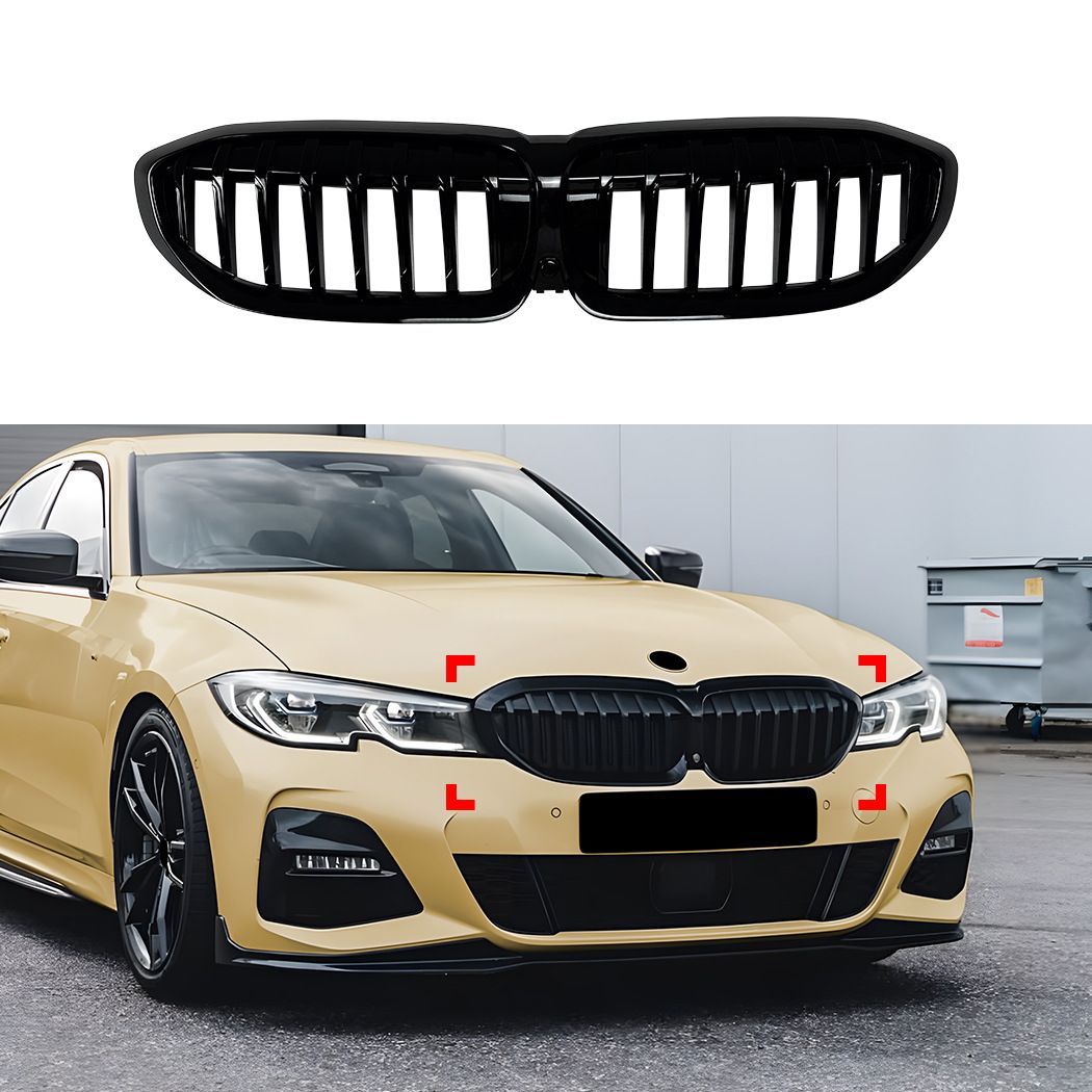 BMW 3シリーズ G20/G21/G28前期 (2019-2022)専用 フロントグリル シングルライン ブラックアウト ABS製 スポーティなドレスアップ効果 視認性向上 フロントマスク引き締め 簡単取付 車種専用設計 送料無料