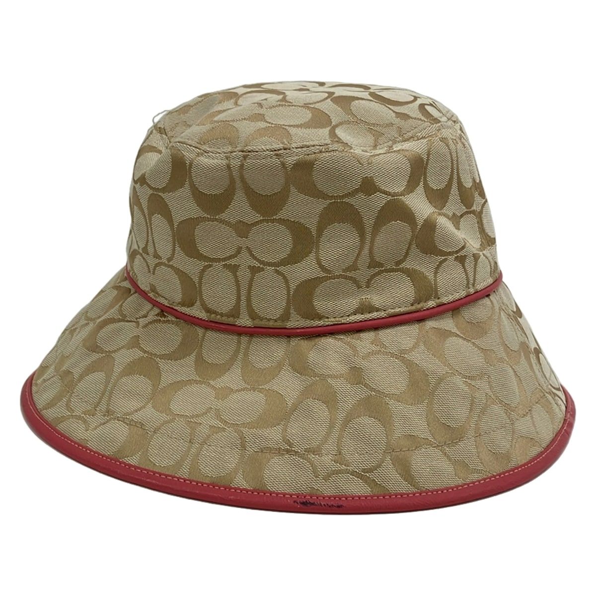 COACH(コーチ) ハット M/L - カーキ×ピンク シグネチャー柄 コットン