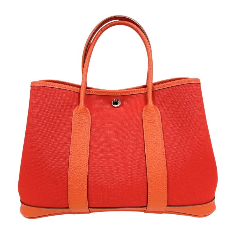 エルメス HERMES ガーデンパーティTPM A刻印（2017年製) ルージュトマト・カプシーヌ トワル/ネゴンダ レディース ハンドバッグ
