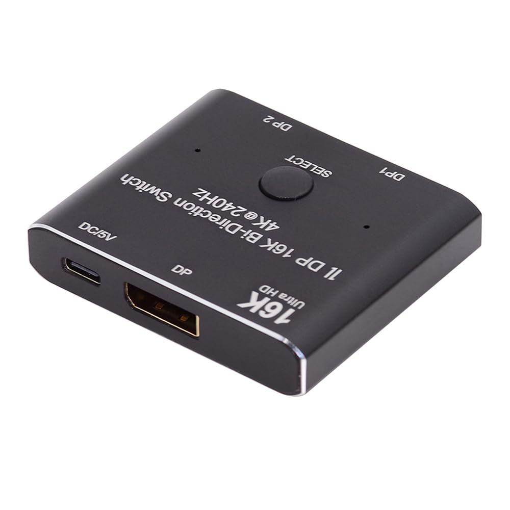 xiwai DP 双方向 2x1スプリッター DisplayPort 2.0 スイッチャーボックス セレクターハブサポート HDCP SST 拡張 16K@60hz 4K@240hz コンバーター PCモニター対応
