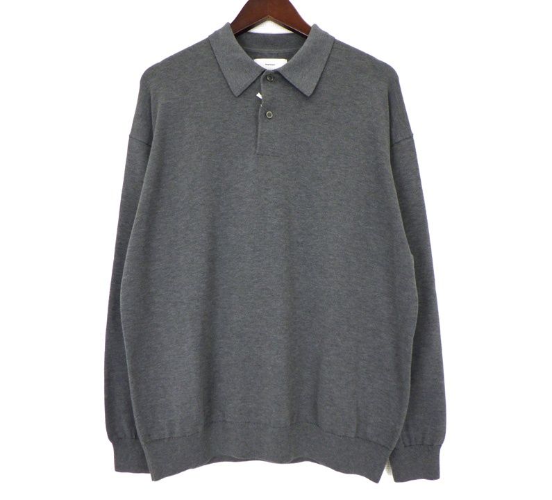 グラフペーパー Graphpaper 【 Suvin High Gauge Knit Oversized L/S Polo GU261 80262C 】 スビン ハイゲージ ニット オーバーサイズド ロングスリーブ 長袖 ポロ シャツ 49748