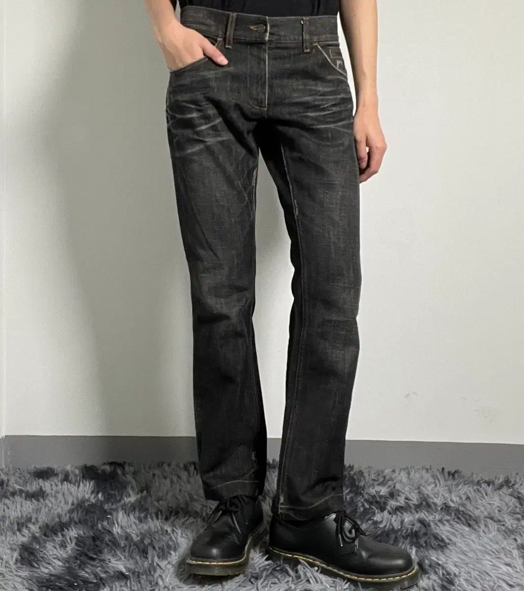 ドルチェ＆ガッバーナ ヴィンテージ ブラック ウォッシュ デニム パンツ 44