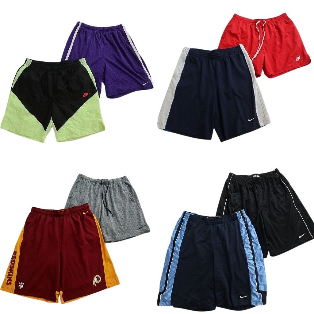 古着卸 まとめ売り ナイキ ショートパンツMIX 8枚セット ( メンズ XL/2XL ) NFL レッドスキンズ ライン バイカラー 中古 古着 NE6138
