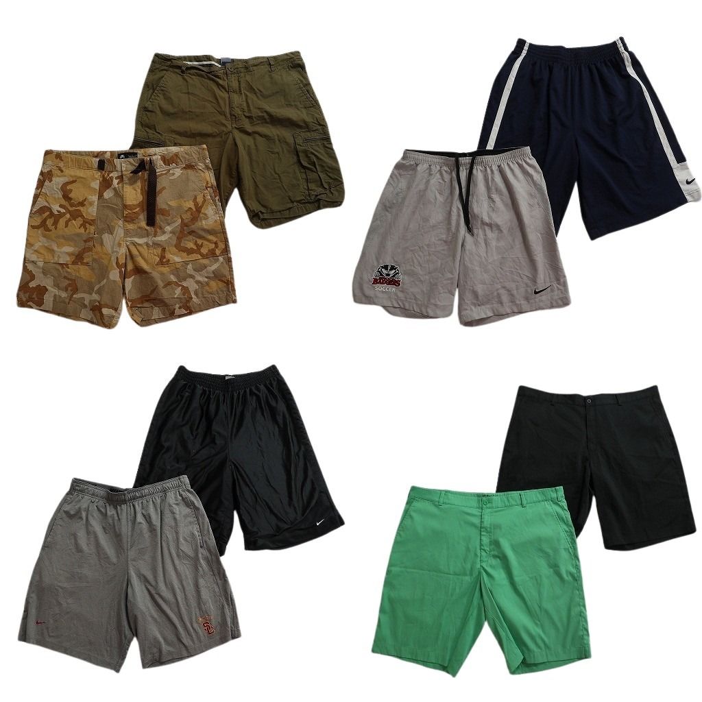 古着卸 まとめ売り ナイキ ショートパンツMIX 8枚セット ( メンズ XL/40 ) カモ柄 スウォッシュロゴ ライン ブラック 中古 古着 NE6139