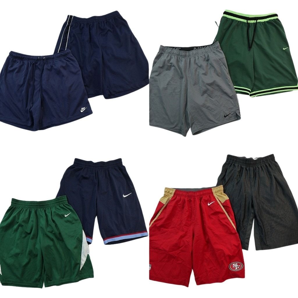古着卸 まとめ売り ナイキ ショートパンツMIX 8枚セット ( メンズ M/L ) NFL 49ers ライン スウォッシュロゴ 中古 古着 NE6151
