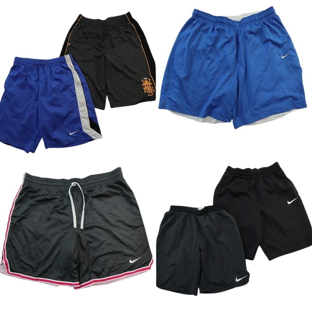古着卸 まとめ売り ナイキ ショートパンツMIX 6枚セット ( メンズ M ) スウォッシュロゴ ライン ブラック 中古 古着 NE6157