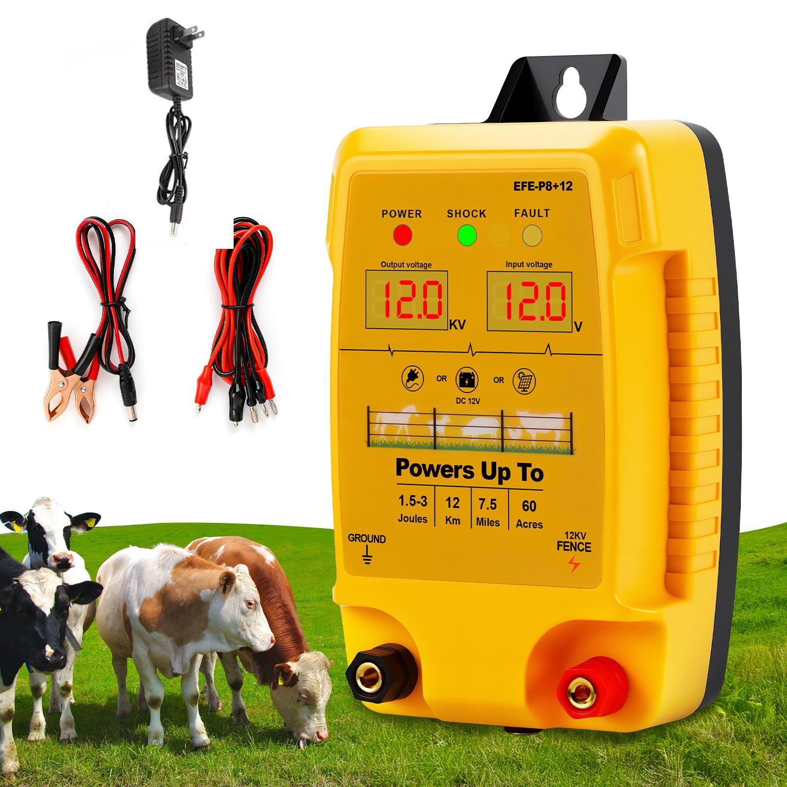 【新品】電気柵 自作 キット 高出力パルス&LED電圧表示 動物用プレミアム電気柵エナジャイザー 防獣 電気さくセット 家庭菜園用 農場用 農業フェンス用 e56ad53b