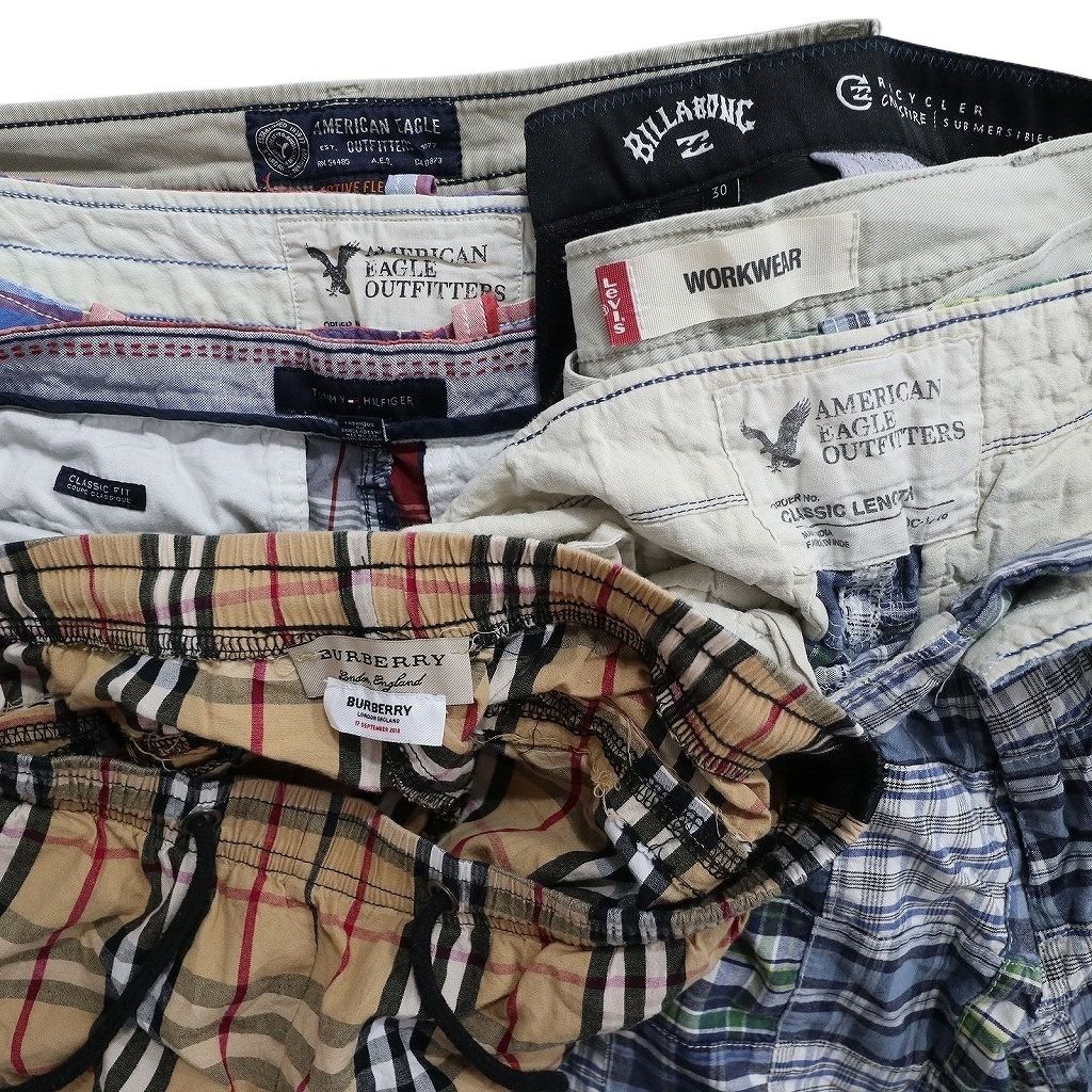 古着卸 まとめ売り ブランドMIX ショートパンツ 7枚セット ( メンズ 29/30 ) トミー アメリカンイーグル バーバリー 中古 古着 NE6227 古着卸 まとめ売り ブランドMIX ショートパンツ 7枚セット ( メンズ 29