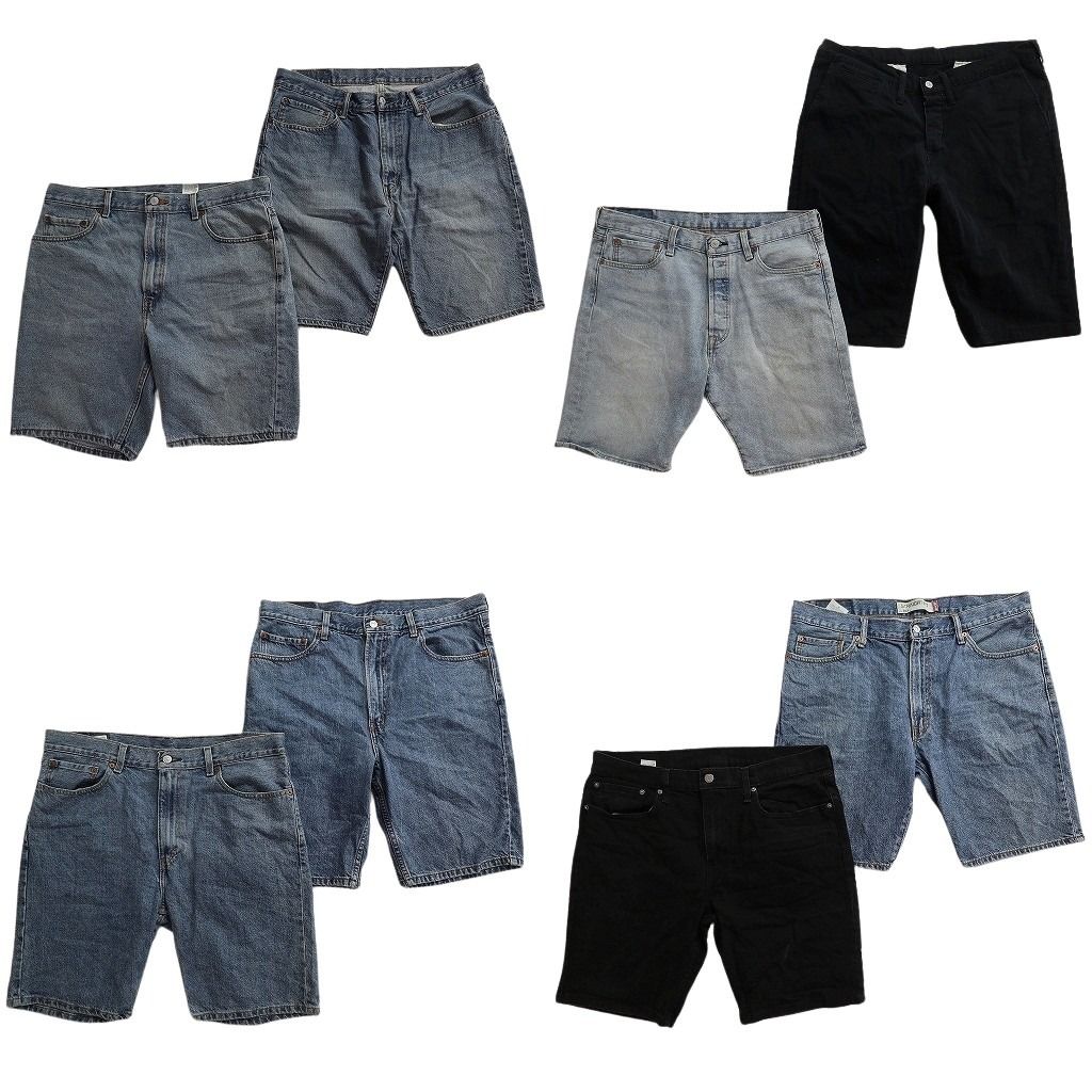 古着卸 まとめ売り リーバイス 品番MIX デニム ショートパンツ 8枚セット ( メンズ 34/36 ) 501 505 405 ブラック 中古 古着 NE6236