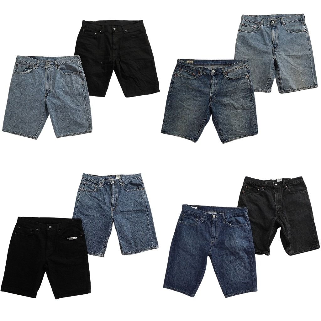 古着卸 まとめ売り リーバイス 品番MIX デニム ショートパンツ 8枚セット ( メンズ 34 ) 405 505 511 インディゴブルー 中古 古着 NE6237