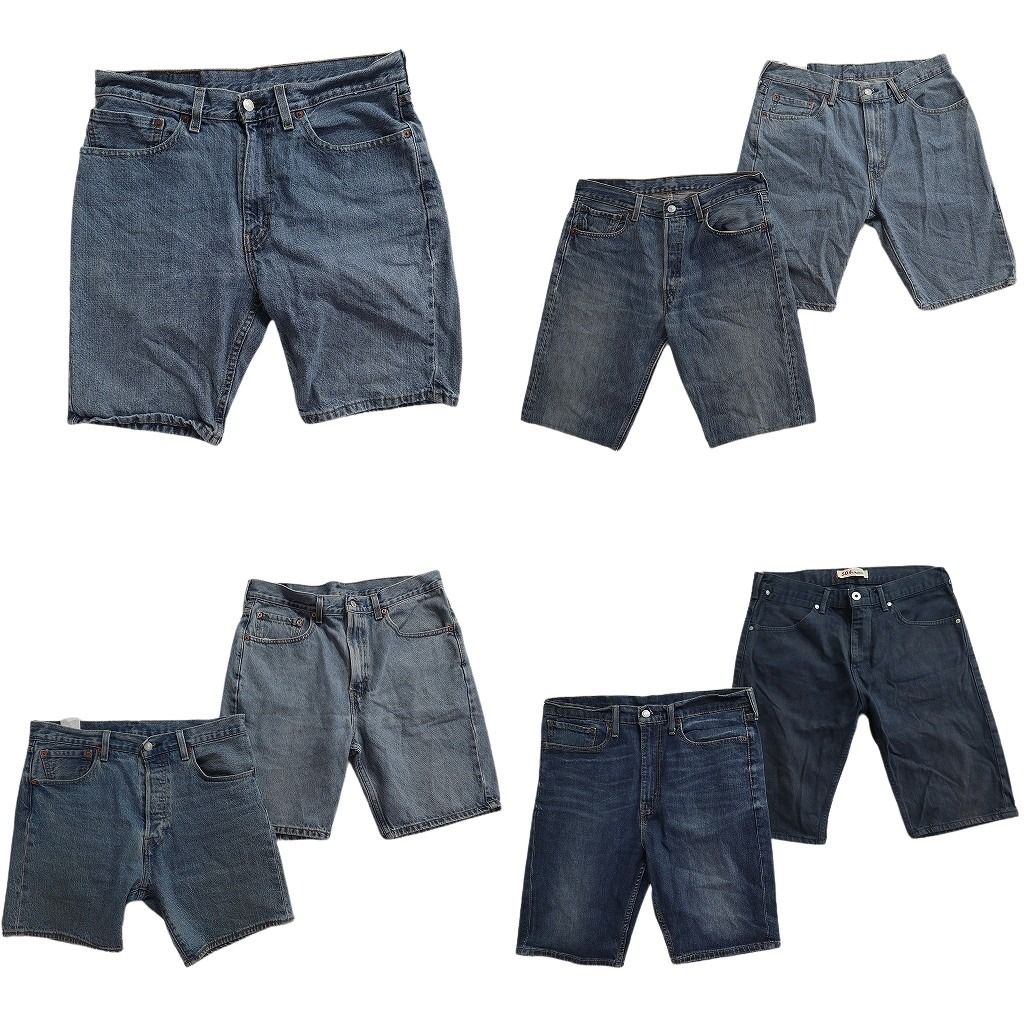 古着卸 まとめ売り リーバイス 品番MIX デニム ショートパンツ 7枚セット ( メンズ 33/34 ) 501 505 504 522 アメカジ 中古 古着 NE6238
