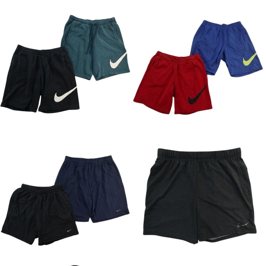 古着卸 まとめ売り ナイキ スウェットショートパンツ 7枚セット ( メンズ XL ) ブラック スウォッシュロゴ 中古 古着 NE6242