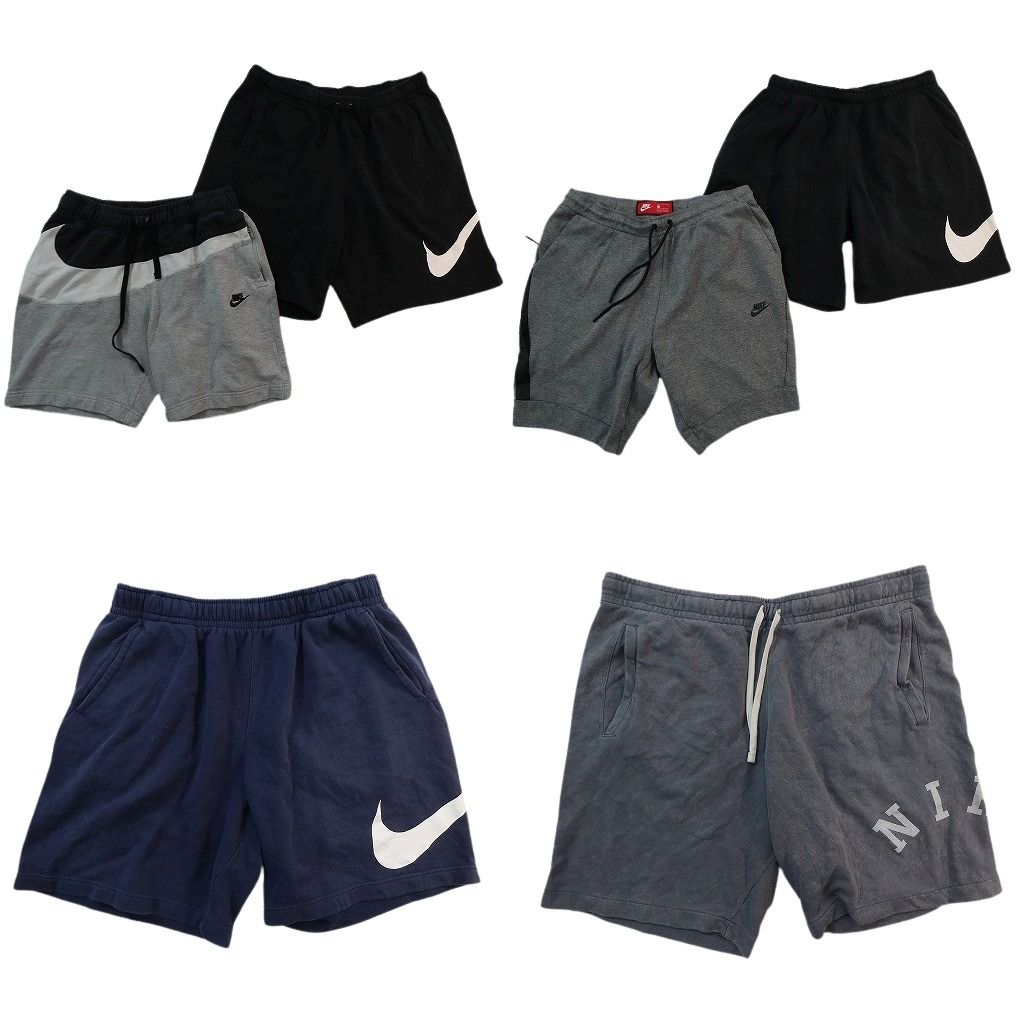 古着卸 まとめ売り ナイキ スウェットショートパンツ 6枚セット ( メンズ Ｌ ) ブラック ネイビー 中古 古着 NE6245