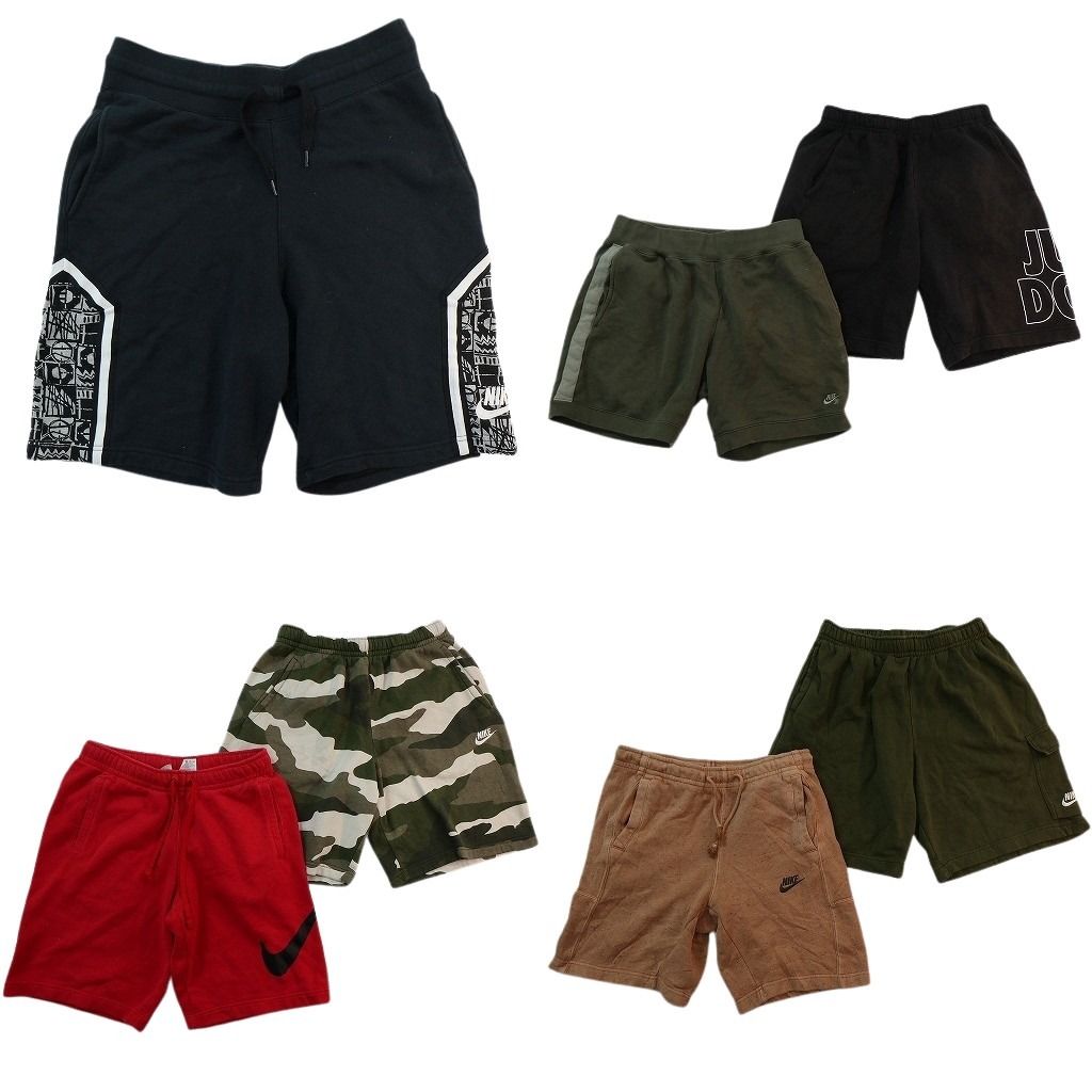 古着卸 まとめ売り ナイキ スウェットショートパンツ 7枚セット ( メンズ Ｓ/Ｍ ) カーゴ 迷彩柄 中古 古着 NE6247
