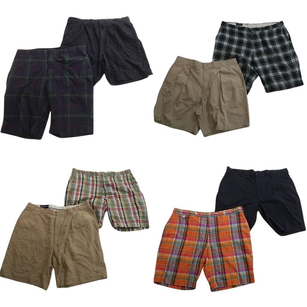 古着卸 まとめ売り ラルフローレン ショートパンツMIX 8枚セット ( メンズ 40 ) チェック柄 2タック 中古 古着 NE6262