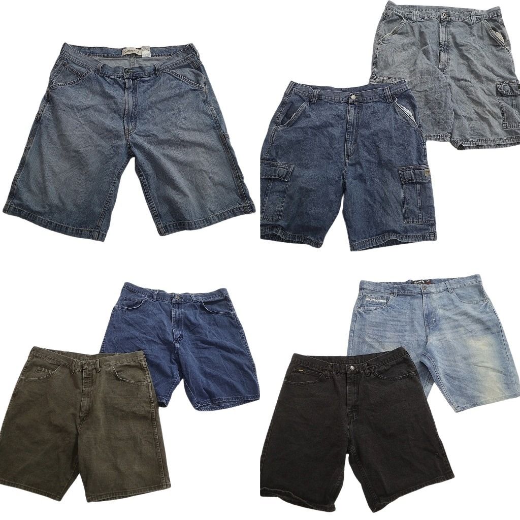 古着卸 まとめ売り ブランドMIX デニムショートパンツ 7枚セット ( メンズ 38/40 ) リー リーバイス ラングラー 中古 古着 NE6271