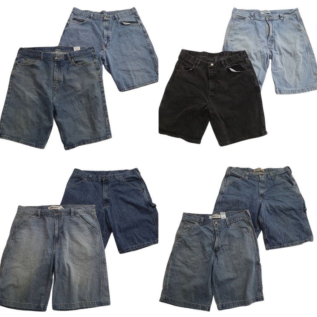 古着卸 まとめ売り ブランドMIX デニムショートパンツ 8枚セット ( メンズ 36 ) リー リーバイス ラングラー 中古 古着 NE6273