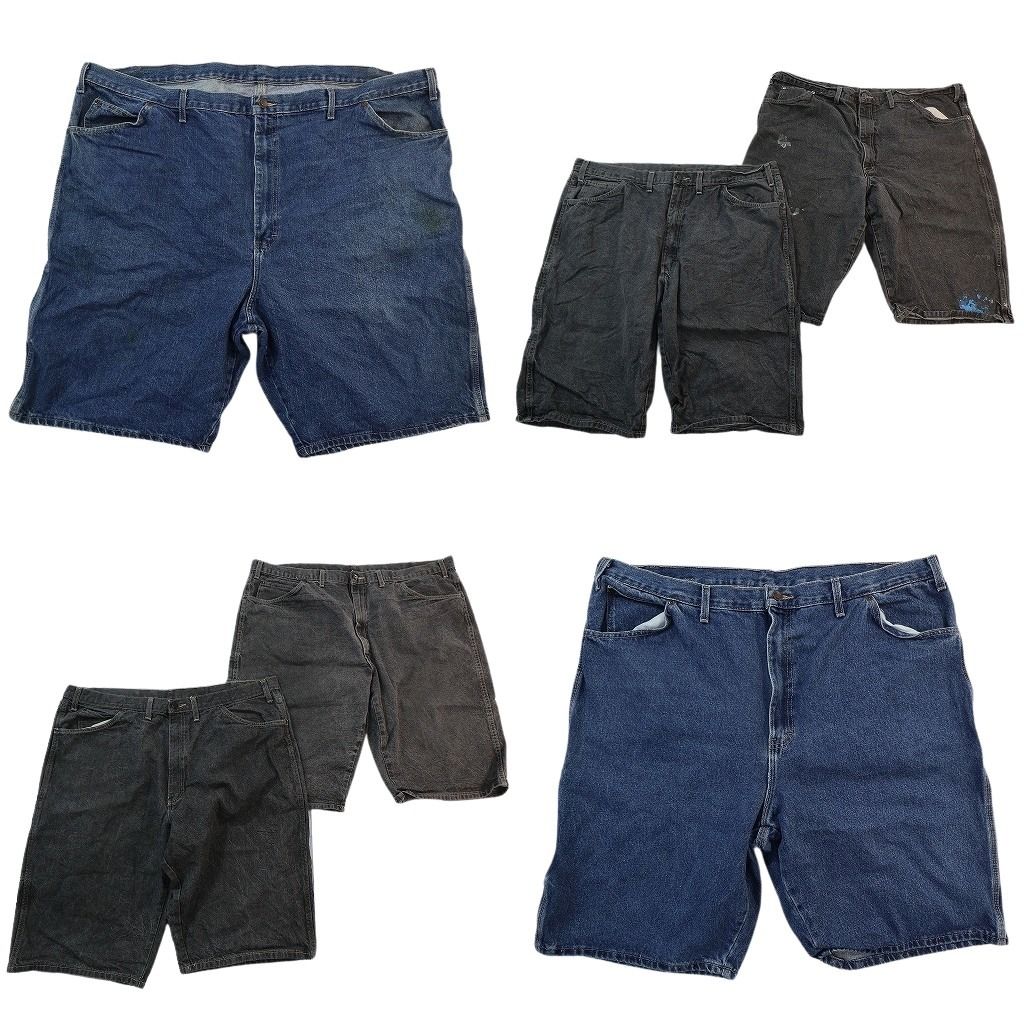 古着卸 まとめ売り ディッキーズ デニム ショートパンツ 6枚セット ( メンズ 44/50 ) ブラック ペンキ飛び 中古 古着 NE6288