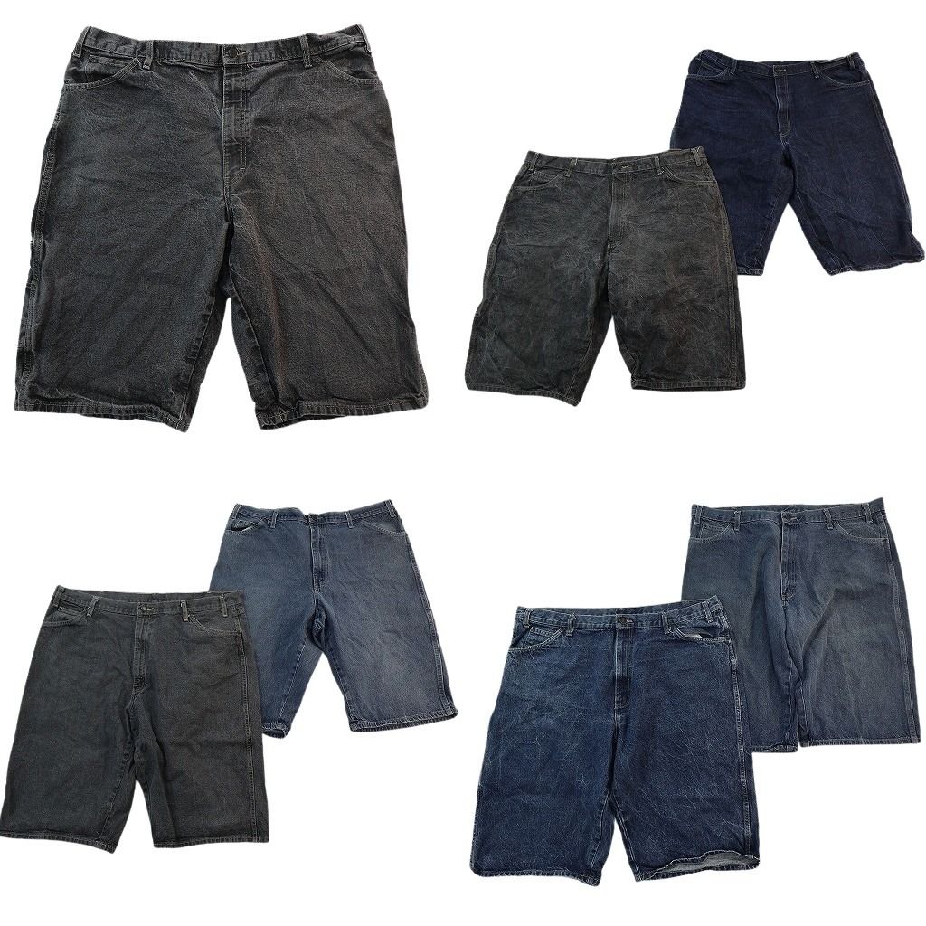 古着卸 まとめ売り ディッキーズ デニム ショートパンツ 7枚セット ( メンズ 42 ) ブラック ワーク インディゴブルー 中古 古着 NE6289