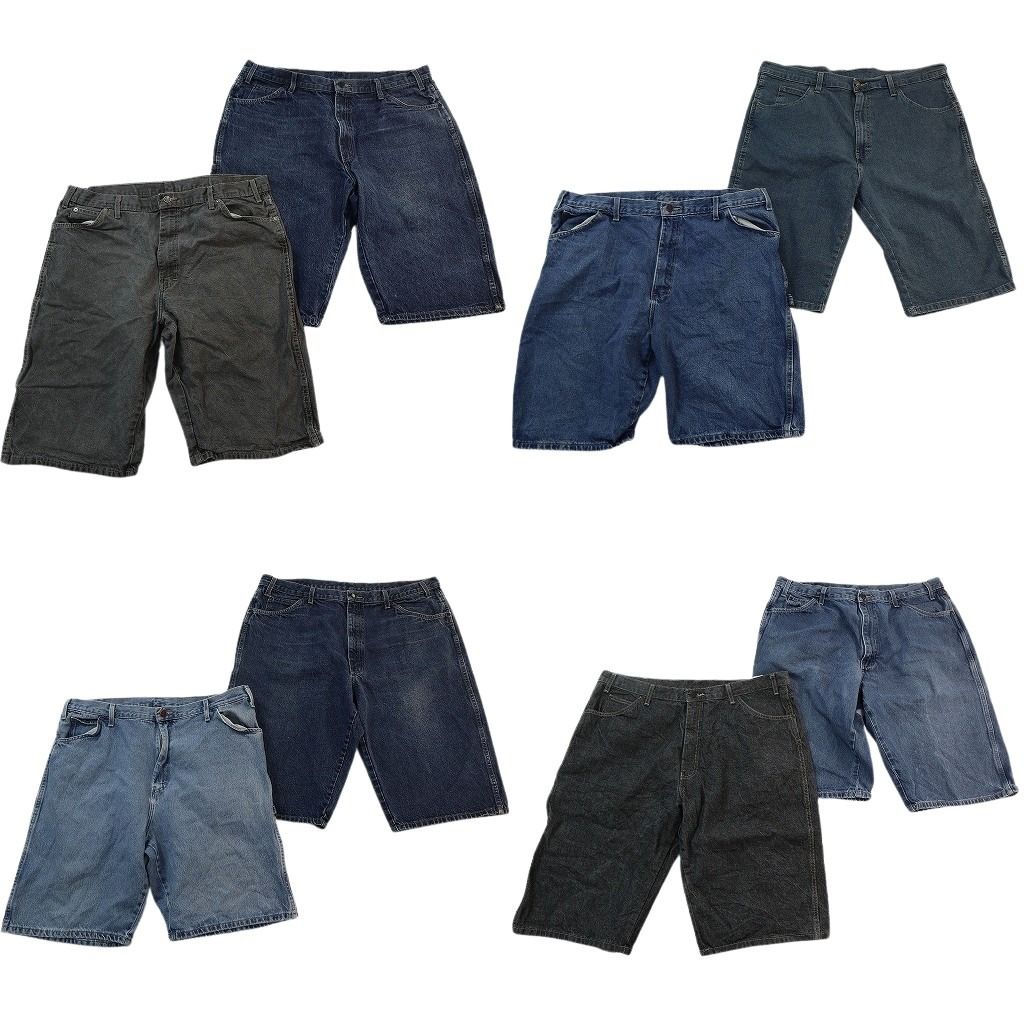古着卸 まとめ売り ディッキーズ デニム ショートパンツ 8枚セット ( メンズ 40 ) ブラック インディゴブルー 中古 古着 NE6290