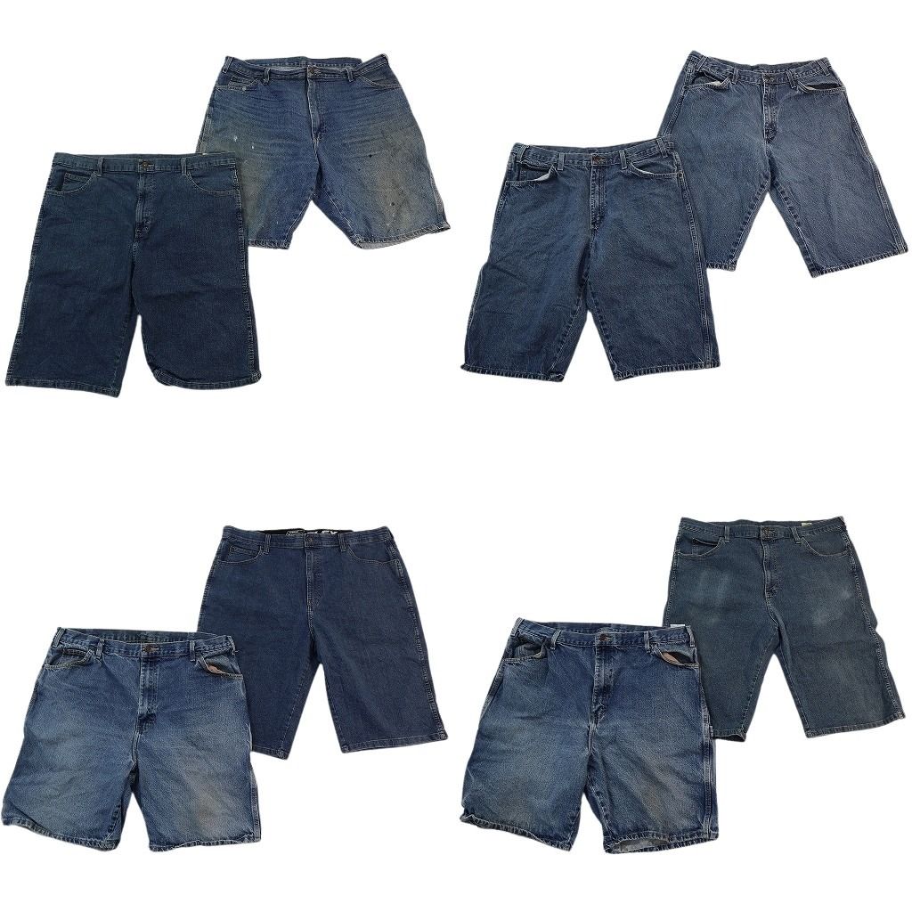 古着卸 まとめ売り ディッキーズ デニム ショートパンツ 8枚セット ( メンズ 38/40 ) インディゴブルー フェード 中古 古着 NE6291