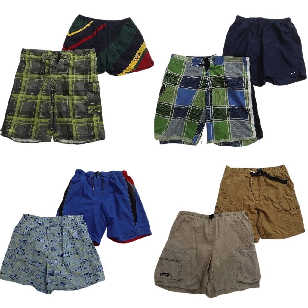 古着卸 まとめ ブランドMIX スイムショートパンツ 8枚セット ( メンズ L ) ナイキ アディダス オーシャンパシフィック 中古 古着 NE6319